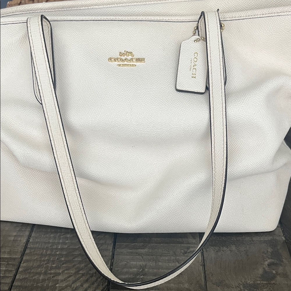 Coach Ivory Tote Bag with Gold Accents